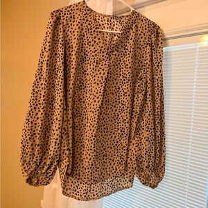 SHEIN Tan and Black Patterned Blouse